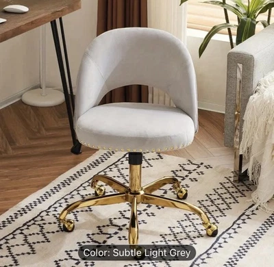 Luxury Velvet Ergonomic Office Chair with Adjustable Height 5-Wheel Swivel Base