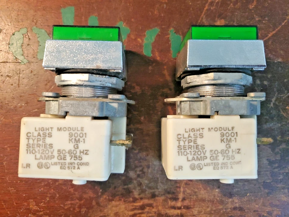 (2) Square D 9001KM1 Pushbutton Light Module 110/120V Green Cap Ser G (TA42MS) - Image 1 of 4