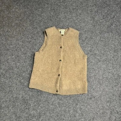 Eddie Bauer Vintage Knit Vest Woman's Size Large Aplaca Blend Tan - Image 1 of 4