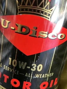 Vintage Oil Can Metal 1 Quart U-Disco Full And Shiny - Picture 1 of 5