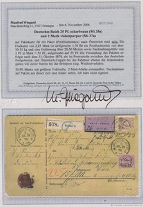 74565) DRESDEN 1879 Mi.-Nr. 37 a auf Nachnahme-Paketkarte nach WIEN Befund BPP - Bild 1 von 3