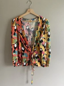 Farm Rio for Anthropologie Women’s Shirt S Print Toucan Wrap Multicolor Boho Top - Picture 1 of 10