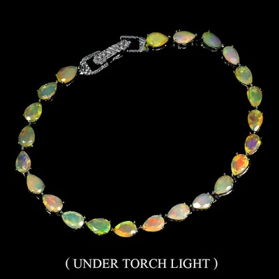 Pulseira de prata esterlina Black Friday opala fogo pera 6x4mm joia natural 7 polegadas - Imagem 1 de 4