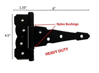Heavy Duty Shed Door Hinge With Nylon Bushings Black. Screws Included. - Image 1 of 2
