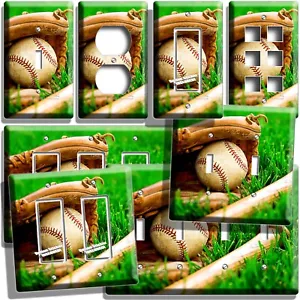 GUANTE DE BATE DE PELOTA DE BÉISBOL INTERRUPTOR DE LUZ DE HIERBA PLACA DE PARED SALA DE DEPORTES DECORACIÓN HD - Imagen 1 de 34
