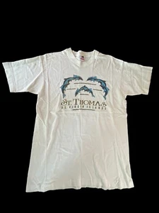 Vintage Men's Single Stitch Fruit of the Loom "St. Thomas" SS T-Shirt Large USA - Picture 1 of 5