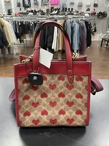 Coach Feldtasche 22 Signatur Leinwand Herzdruck Valentinstag 8x8,5X4,5 - Bild 1 von 12