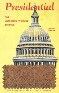 Presidential Unfinished Worsted Suiting London Shrunk Curt Teich Postcard - Picture 1 of 2