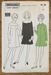 VINTAGE 60s WOMAN W.38 EASY-MAKES SIZE 16 YOKED DRESS SEWING PATTERN - Picture 1 of 2