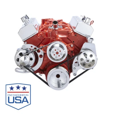 Small Block Chevy Serpentine Kit Power Steering SBC 283 327 350 with 8 Rib Belts - Image 1 of 2
