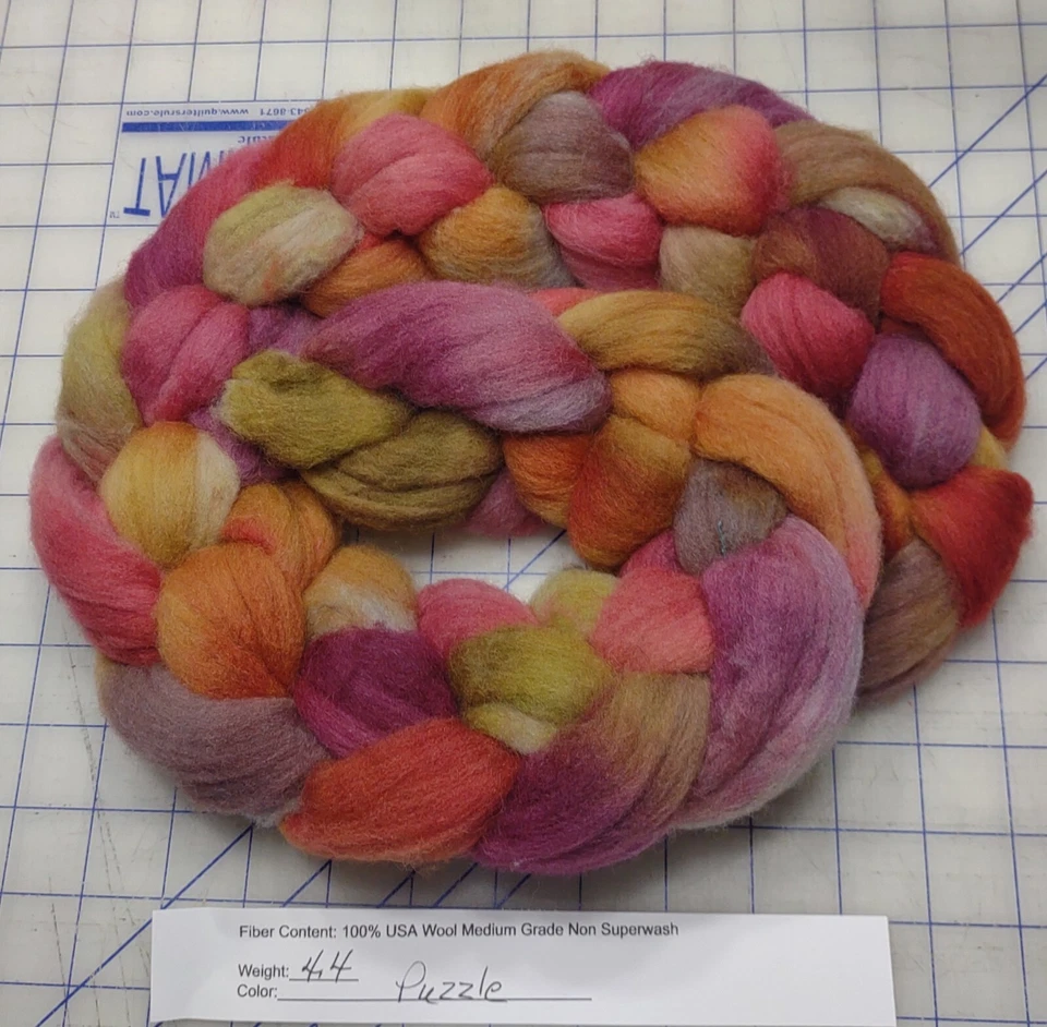 USA Medium Grade Wool Combed Top Roving Spinning Felting Knitting Puzzle - Image 1 of 1