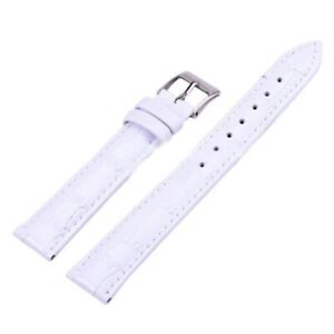 Genuine Leather Wrist Watch Band Stainless Steel Buckle Black Strap 12-24mm
