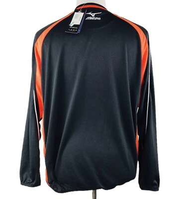 Pulôver masculino de beisebol Mizuno Windlite preto laranja tamanho pequeno NOVO - Imagem 1 de 4