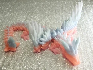 Articulado Espinoso Alado Dragón Azul/Melocotón - Juguete Flexible Blanco PLA Juguete de Escritorio - Imagen 1 de 4
