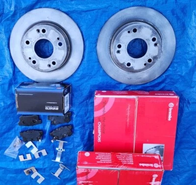 2 rotores traseiros usados Brembo 04-07 Acura TSX Honda Accord e pastilhas Akebono ACT437A - Imagem 1 de 4