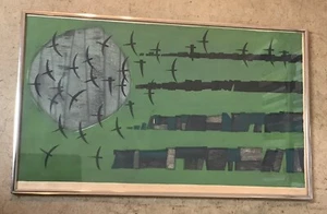 Kunihiro Amano SIGNIERTER Holzschnitt 1965 #11/50 Exemplare Modernist Birds - Bild 1 von 2