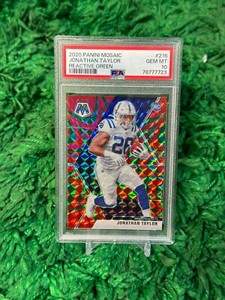 2020 Panini Mosaic Jonathan Taylor RC Reactive Green Prizm PSA 10 GEM MINT