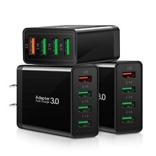 USB Wall Charger Adapter 4 Ports Fast USB Charging Samsung iPhone Android 3-Pack