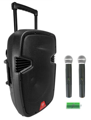Rockville RAM12BT 12" Rechargeable Powered 600W DJ PA Speaker, 2 Mics, Bluetooth - Image 1 of 4
