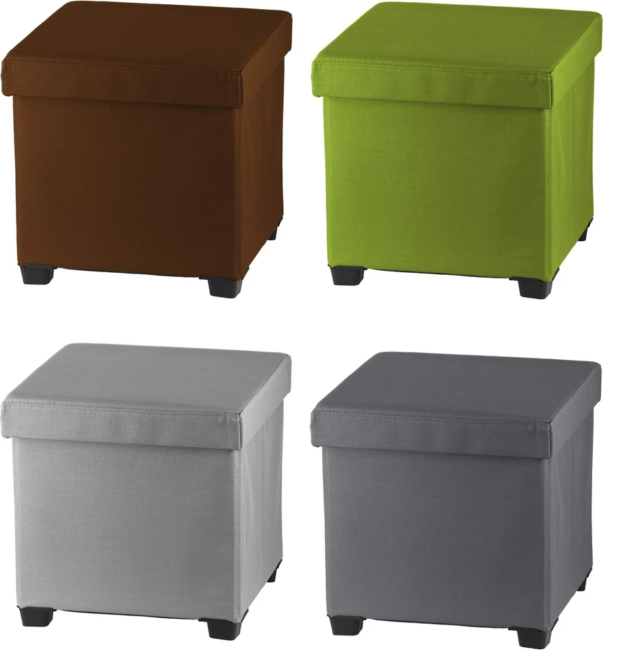 1pc/2pc Folding Storage Ottoman Foot Rest Stool Indoor Outdoor Seat Coloured Box - Image 1 of 1