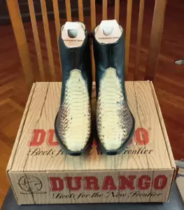 Durango DB431 Mens 8-D Black/Snake Leather Side Zip Western Ankle Boots NEW - Picture 1 of 16