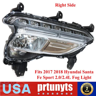 Fits 2017 2018 Hyundai Santa Fe Sport 2.0/2.4L Fog Light Right Side Clear Lens - Image 1 of 4