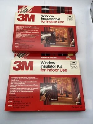 3M Indoor Window Insulator film Kit-Insulates 3’ X 5’ Window Set Of 2 - New - Image 1 of 4