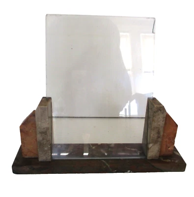 Marco de fotos de mármol Art Deco vintage soporte de fotos vidrio marrón y gris incluido Foto 1 de 4