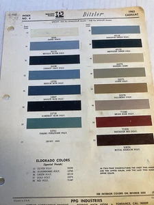 1963 CADILLAC AUTOMOTIVE P.P.G., DITZLER Exterior Paint Color Chip ORIGINAL - Imagen 1 de 1