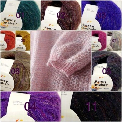 Sale 1BallX50gr Fluffy Soft MOHAIR Rainbow Sweater Hand Knitting Crochet Yarn - Image 1 of 4