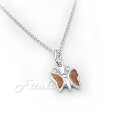 Solid .925 Sterling Silver Butterfly Pendant Charm Necklace & Curb Chain P007