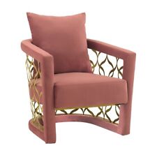 Armen Living Blush Fabric Upholstered Sofa Accent Chair with Brushed Gold Legs