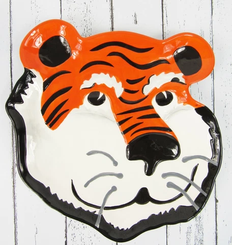 Auburn University Tigers Aubie the Tiger Ceramic Serving Plate Game Day Mascot Cover