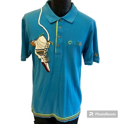 De Colección Y2K COOGI AQUA Azul ARCO Rayas Ropa de Calle Tenis Polo L Foto 1 de 4
