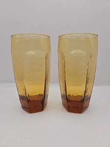 2 Vintage Libbey Chivalry Amber 16 Oz Tumblers Glasses 6.25” Mid Century decor - Picture 1 of 8
