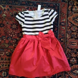 Gymboree Girls' Striped Red Kid's Dress Party Holiday French Bow Size 6 - Picture 1 of 3
