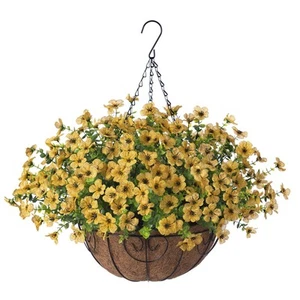 Artificial Flowers Hanging Basket for Outdoor Spring Summer Decor, Fake Silk ... - Picture 1 of 6
