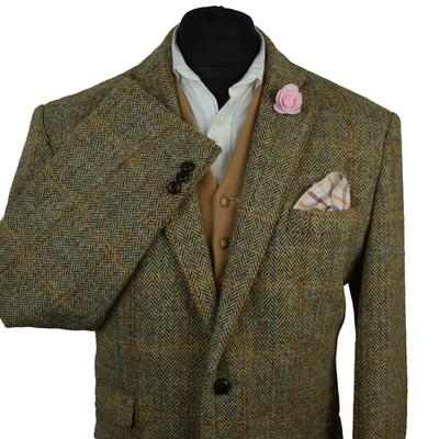 Harris Tweed Tailored Country Brown Checked Blazer Jacket 46R #43 IMMACULATE - Image 1 of 4