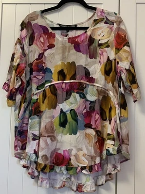 Willow Tree,Size 12,Linen/Viscose Blend Colourful Top,NWT - image 1 of 4