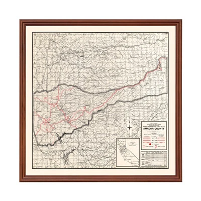 Old Map of Amador County, CA 1935 - Vintage California Art - Image 1 of 4