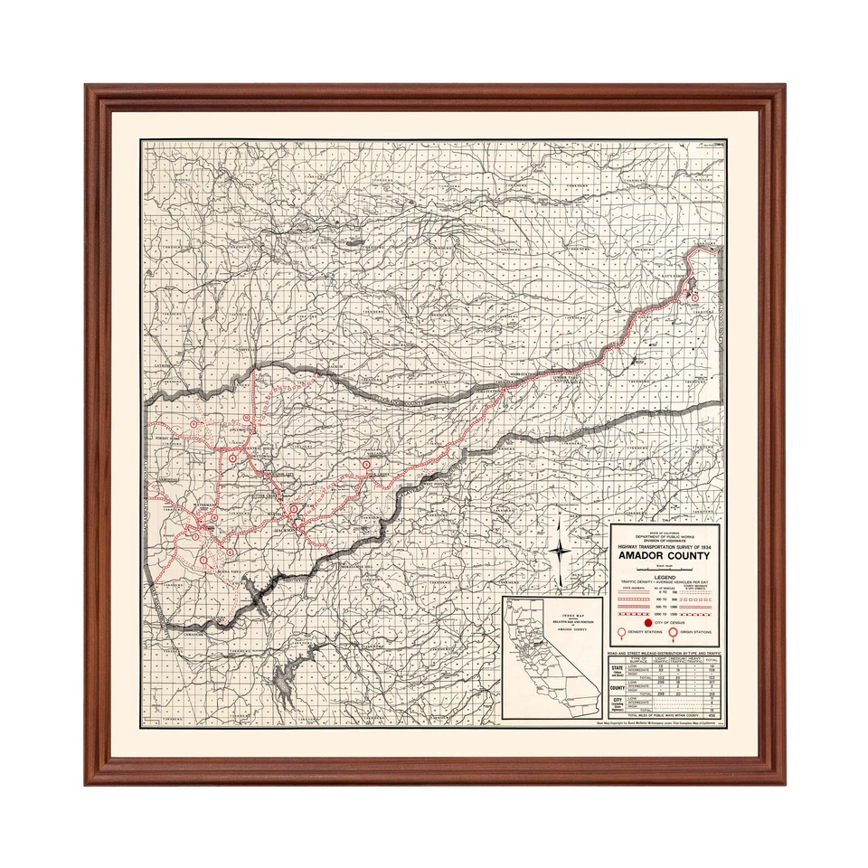 Old Map of Amador County, CA 1935 - Vintage California Art - Image 1 of 4