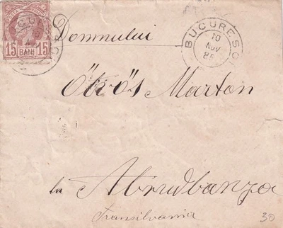 RUMANÍA - 1885 CUBIERTA BUCURESTI A ABRUDBANYA ABRUD ALBA Foto 1 de 2