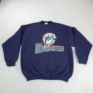 Vintage Miami Dolphins Sweater Mens XL Blue NFL Football Crewneck Tultex 90s Top - Picture 1 of 10