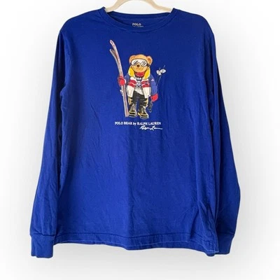 Polo Ralph Lauren Azul Manga Larga Camiseta Esquí Polo Oso Talla Juvenil XL Foto 1 de 4