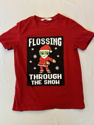 H&M Santa Flossing Through the Snow T-Shirt Tee Boys Size 8-10 years - Image 1 of 3