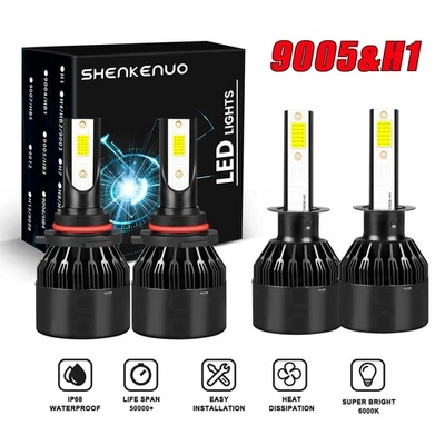 Combo de faros de haz alto bajo bombilla LED para Lexus LX470 1998-2007 4x 9005 y H1 Foto 1 de 4