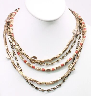 Collar de cuentas Target 5 filas con metal y acrílico aspecto madera cuentas y cadenas nuevo con etiquetas Foto 1 de 2