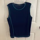 Vintage Piccadilly Fashions Women?S Medium Stretch Top Black With Green