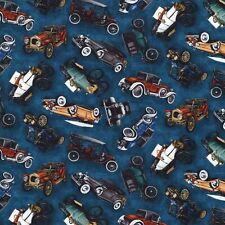 Classic Car Fabric, BTY,  Indigo On the Road,  SRKD1988462, TheFabricEdge