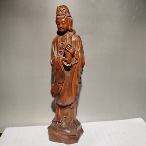 Wood Figure Guanyin statues praying buddha home decor wooden carvings kwan yin